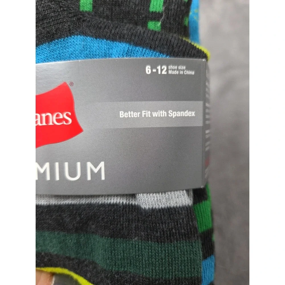 Hanes Premium Men's Dress Crew Sock Shoe Size 6-12 Argyle Stripe Geo‎ 3-Pairs